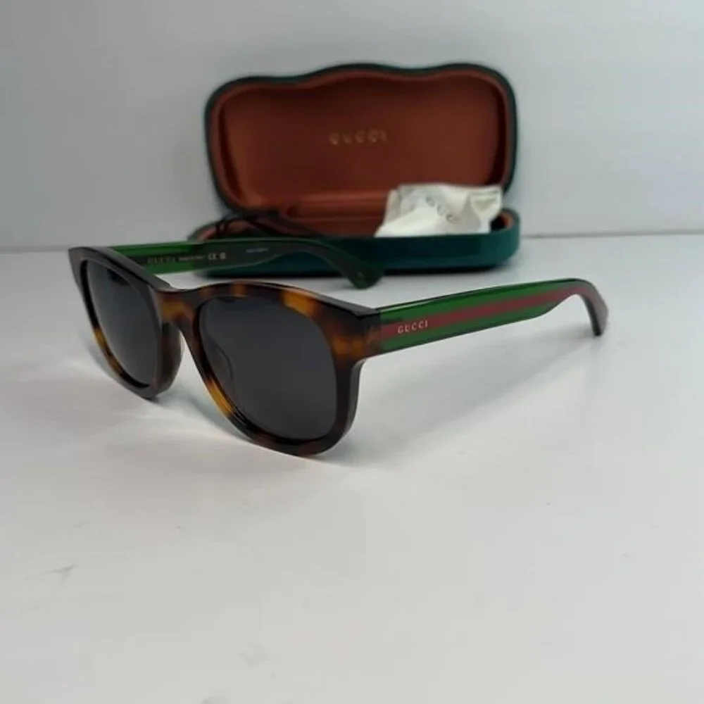 Gucci Tortoiseshell Sunglasses with Red and Green Stripes